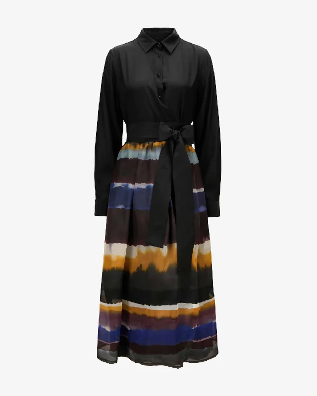 Shop Now and Save!Organza Midi Dress In Water Color Stripe