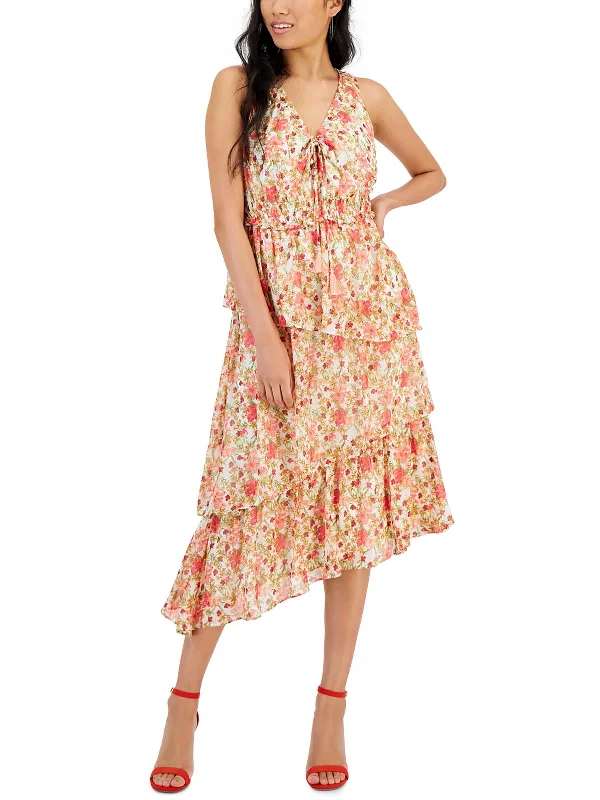 Unmissable Offers Await!Petites Womens Chiffon Mid-Calf Midi Dress