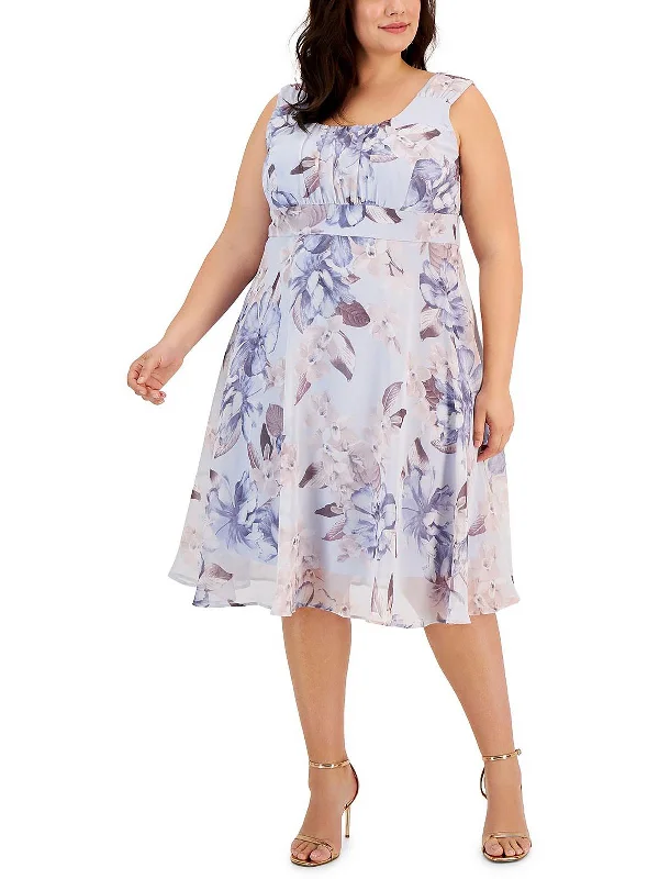 Get the Best for Less!Plus Womens Floral Sleeveless Midi Dress