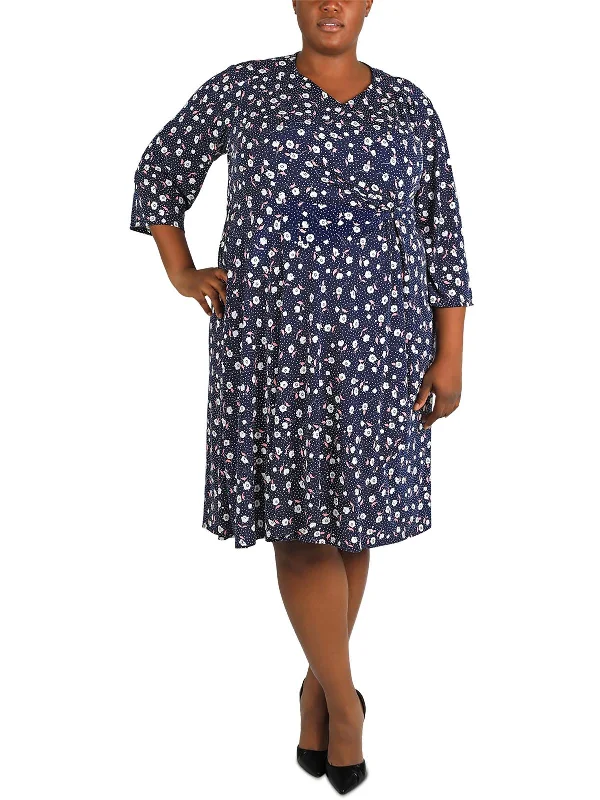 Best Price of the Season!Plus Womens Keyhole Wrap Midi Dress