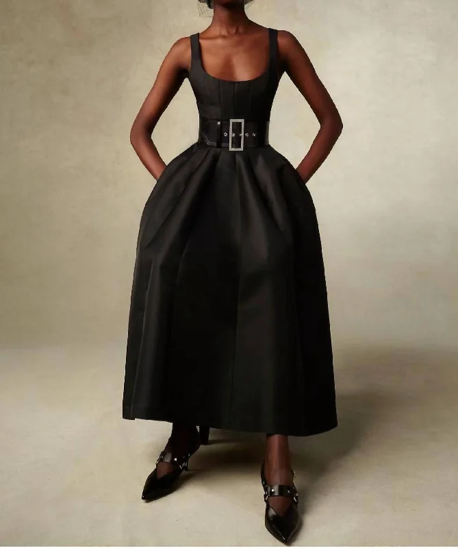 Amazing Prices You Can’t Resist!Radzmir Sleeveless Cady Midi Dress In Black