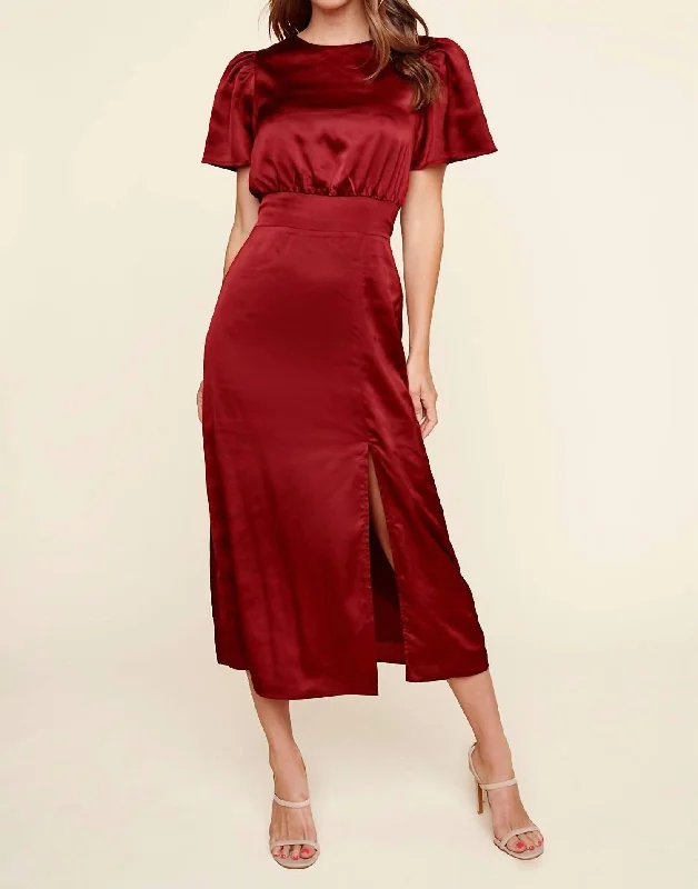 The Best Offers Are Here!Satin Midi Dress In Burgundy