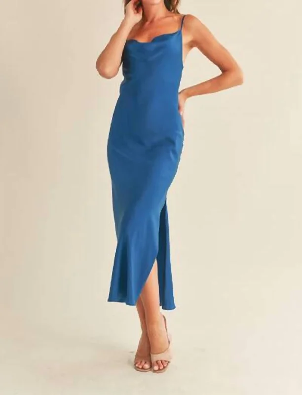 Unlock Huge Savings Now!Silky Midi Dress In Royal Blue