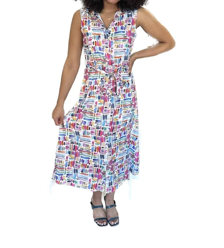 Limited Deals, Unlimited Savings!Sleeveless Midi Dress In Artful Colors