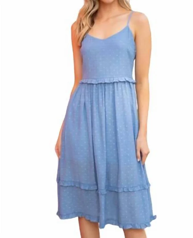 Get It Before It’s Gone!Swiss Dot Cami Midi Dress In Blue
