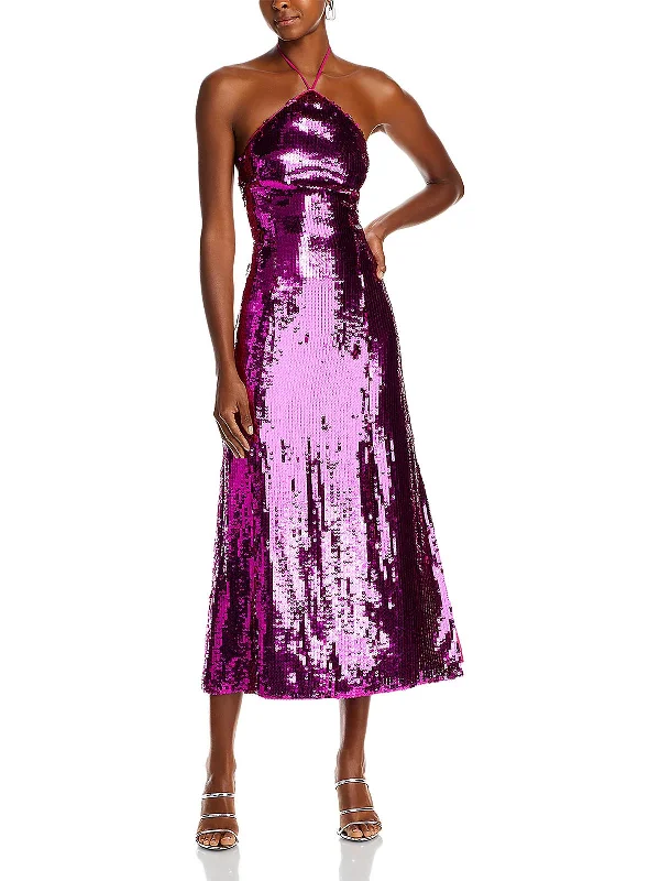 Find Your Perfect Deal Today!Tasmina Womens Sequined Halter Midi Dress