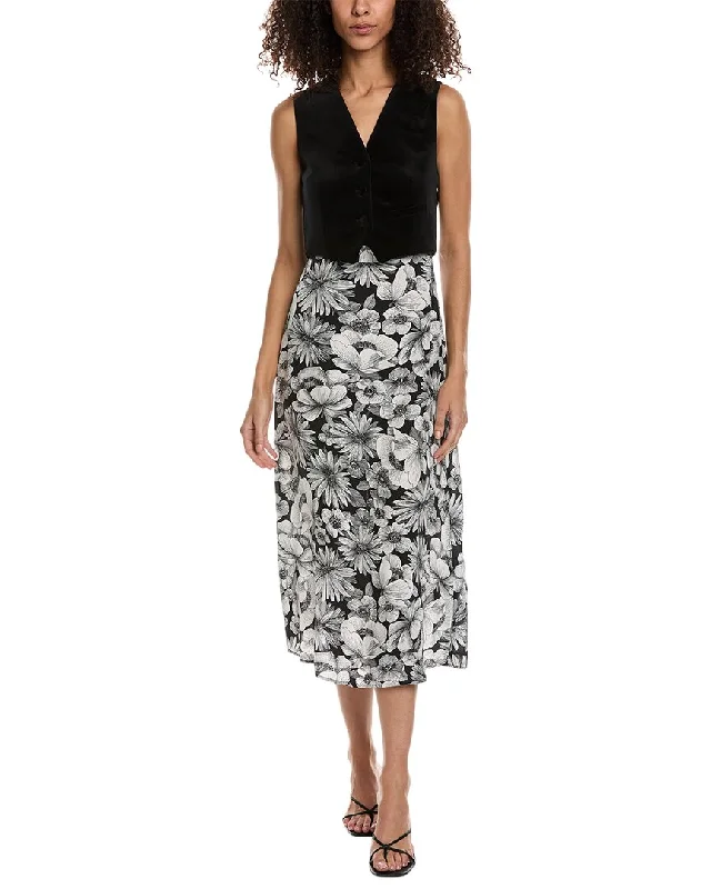 Savings You Can’t Ignore!The Kooples Velvet Waistcoat Silk Midi Dress