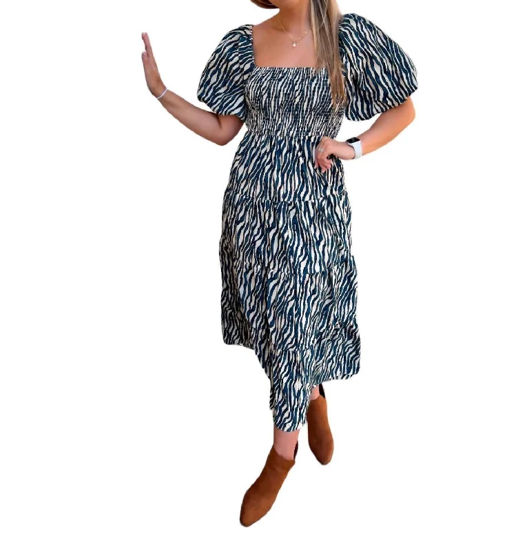 Price Drops You’ll Love!Tiered Square Neck Midi Dress In Becca Printed