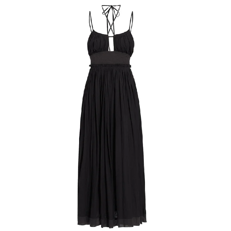 Limited-Time Price Drop!Ulla Johnson Women Freya Cut Out Cotton Jersey Midi Dress Noir