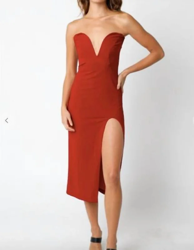 Instant Savings Await!Valerie Midi Dress In Dark Red