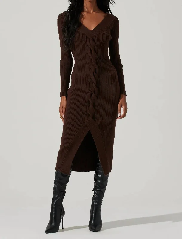 Limited Edition, Limited Price!Vesper Knit Midi Dress In Dark Brown
