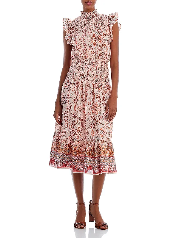 Your Chance to Save is Now!Womens Boho Smocked Midi Dress