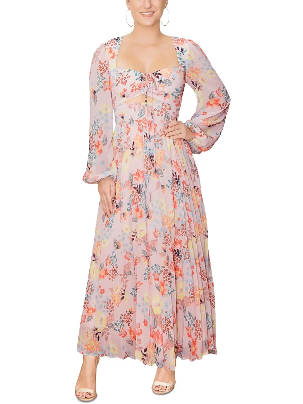 Your Shopping Wish, Our Discount Command!Womens Chiffon Floral Midi Dress