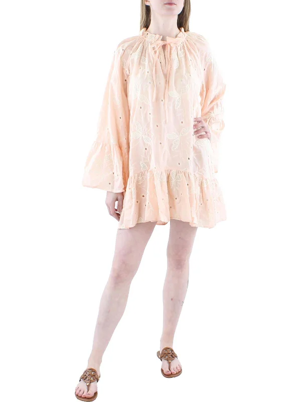 Lowest Prices Guaranteed!Womens Embroidered Eyelet Mini Dress
