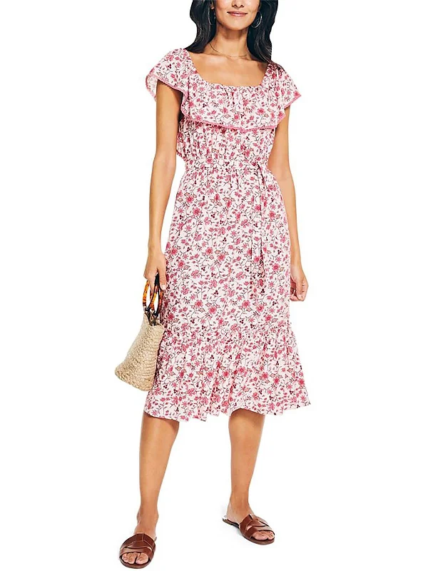 Best Deals Just for You!Womens Floral Off-The-Shoulder Midi Dress