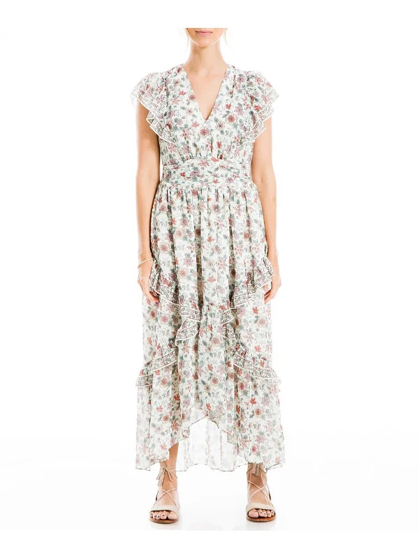 Instant Savings Await!Womens Floral Ruffle Midi Dress
