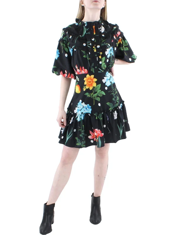 Your Discount is Waiting!Womens Floral Ruffles Mini Dress