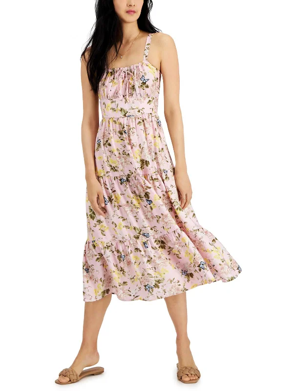 Biggest Sale of the Season!Womens Floral Smocked Midi Dress
