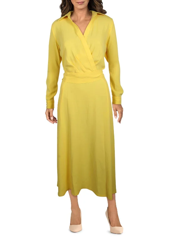 Get It Before It’s Gone!Womens Georgette Surplice Midi Dress