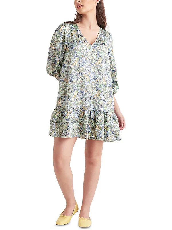 Exclusive Offers You’ll Love!Womens Paisley V Neck Mini Dress