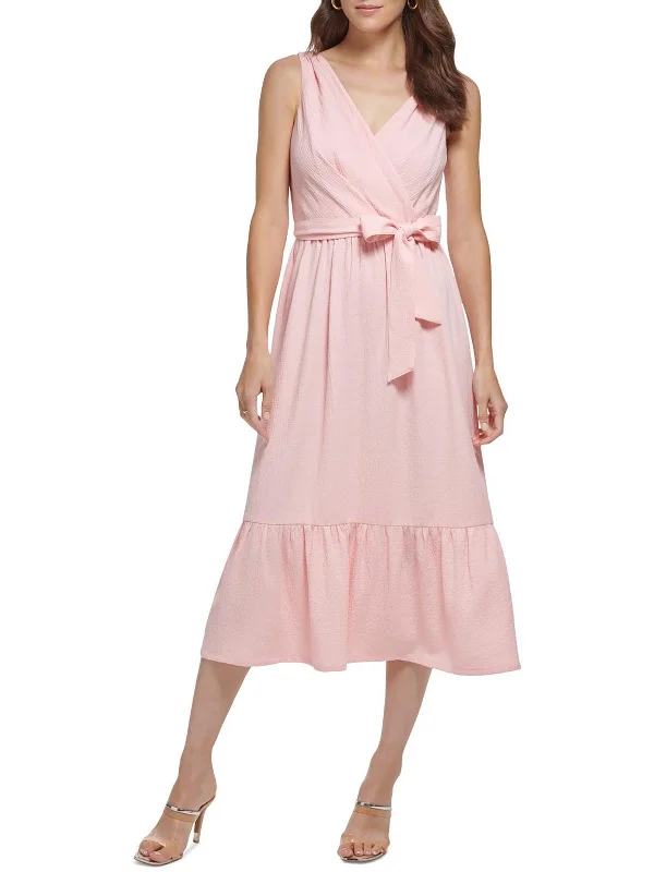 Your Chance to Save is Now!Womens Patterned Surplice Midi Dress