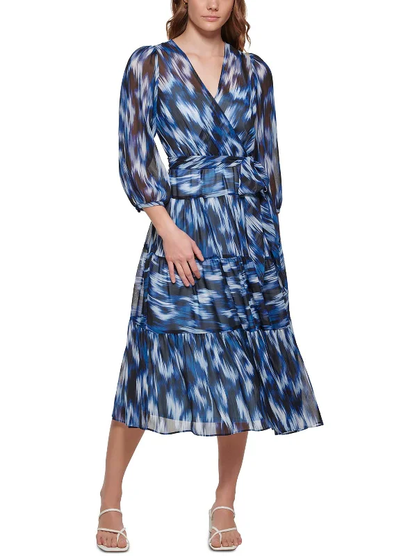 Great Deals, Just for You!Womens Patterned V-Neck Midi Dress