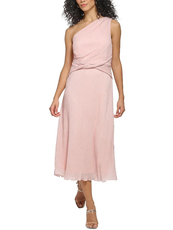 The Sale You’ve Been Waiting For!Womens Pleated Metallic Midi Dress