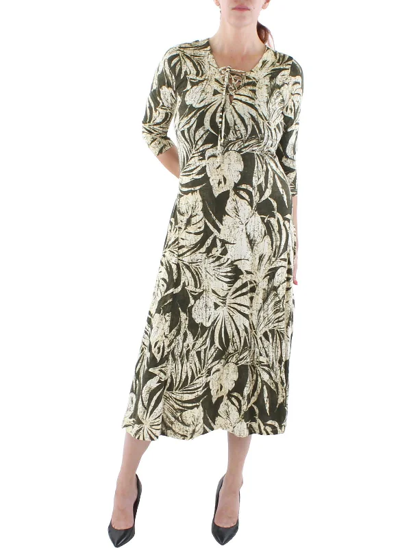 Shop Early, Save Big!Womens Printed Tie Front Midi Dress