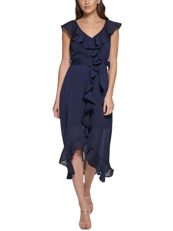 Your Dream Deal is Here!Womens Ruffled Mid-Calf Midi Dress
