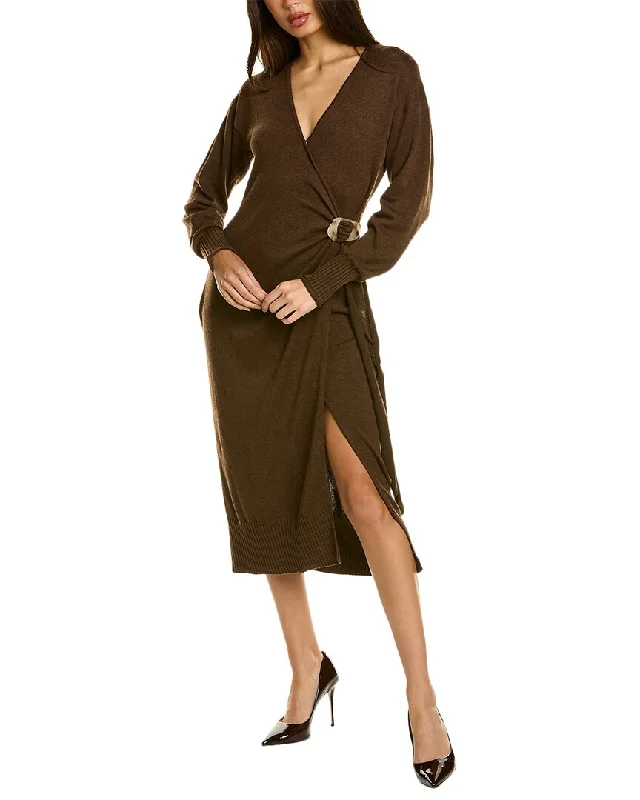 Score Big Savings Today!ASTR the Label Mazzy Wool-Blend Wrap Midi Dress