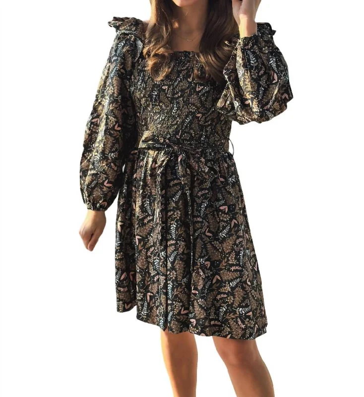 Your Wallet Will Thank You!Autumn Floral Mini Dress In Brown/black