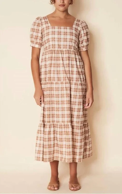 Save More Than Ever!Aylah Midi Dress in Lori Check Print