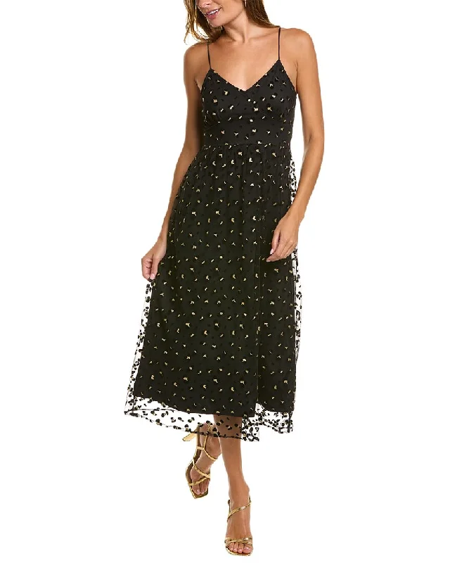 Crazy Discounts Inside!BONHEUR D'AMOUR Strappy Mesh Midi Dress