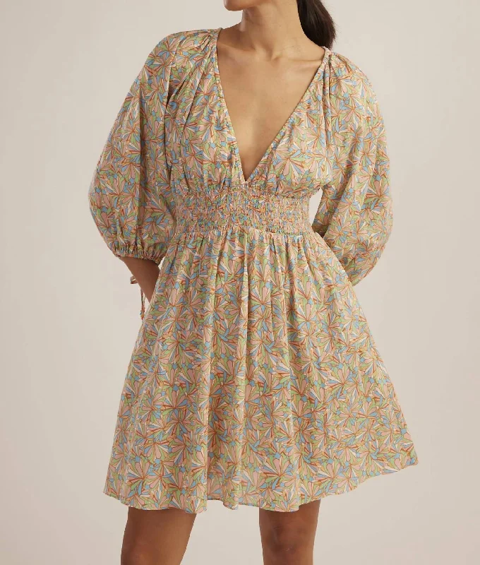 Everything Must Go!Cinched Mini Dress In Pastel Multi