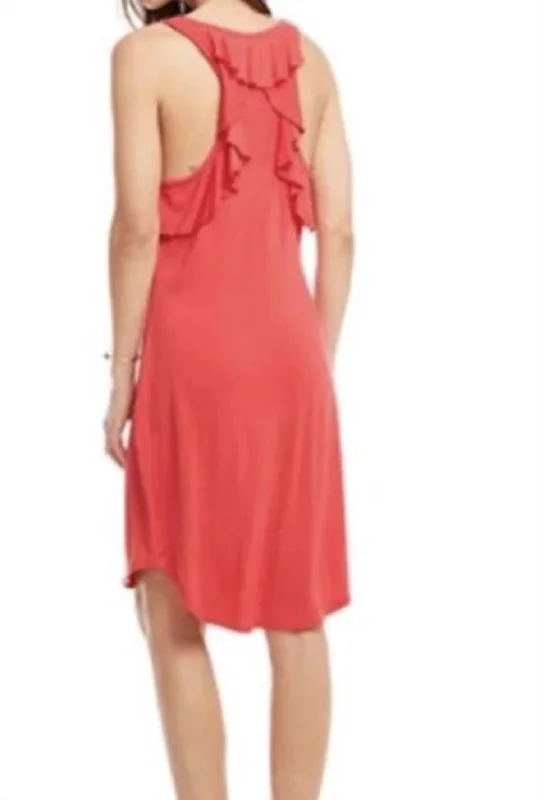 Unmissable Offers Await!Cool Jersey Ruffle Racer Back Shirttail Mini Dress In Lollipop