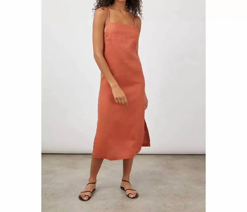 The Best Deals Won’t Wait!Demi Linen Midi Dress in Henna