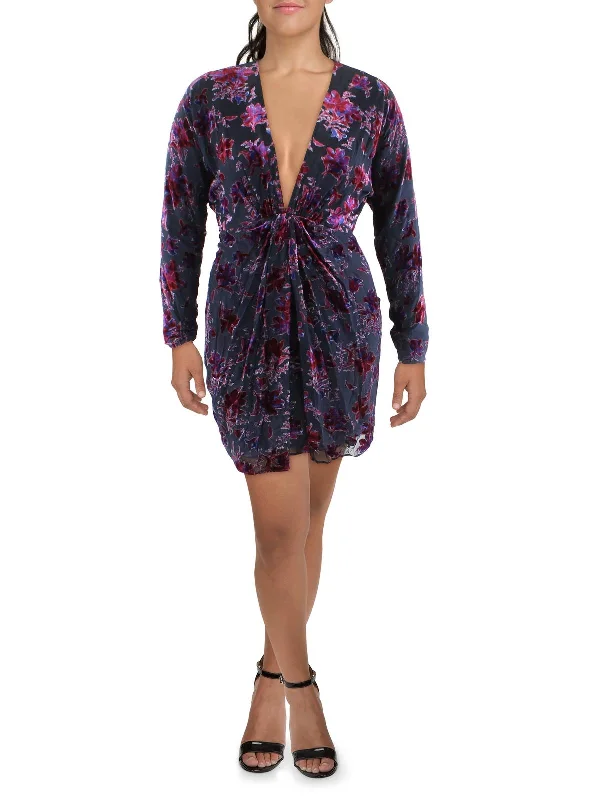 Special Offer – Act Fast!Eloise Womens Velvet Burnout Mini Dress