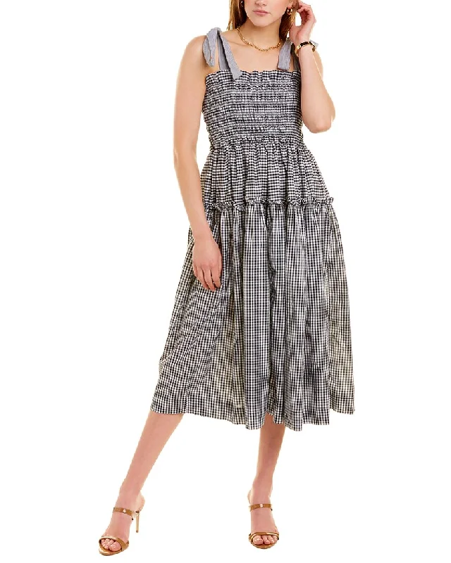 Your Wallet Will Thank You!en saison Sleeveless Gingham Smocked Midi Dress