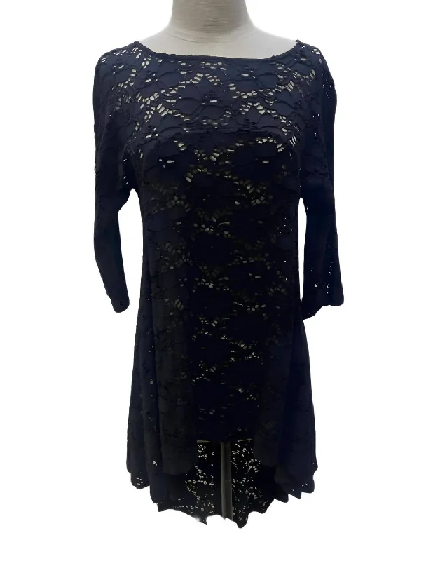 Best Offers of the Month!Eyelet Drop Back Mini Dress In Black