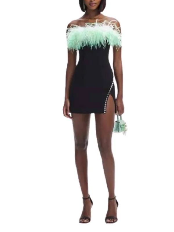 Buy More, Pay Less!Feather Mini Dress In Black