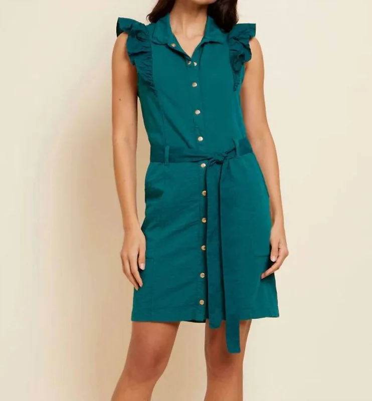 Only a Few Left – Order Now!Fennix Ruffled Collar Mini Dress In Emerald