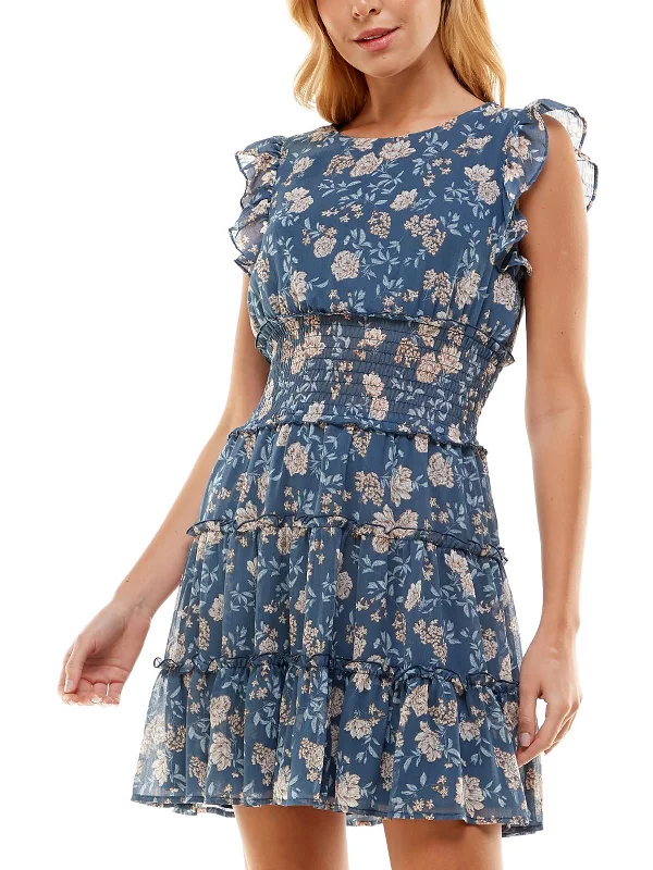 Today Only – Don’t Miss It!Juniors Womens Floral Tiered Mini Dress