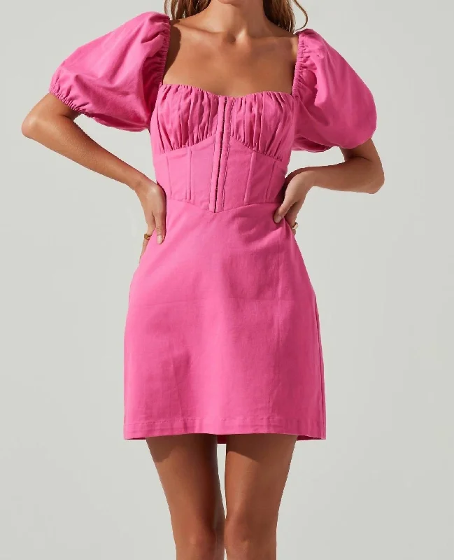 Your Discount is Waiting!Kelilah Puff Sleeve Bustier Mini Dress In Hot Pink