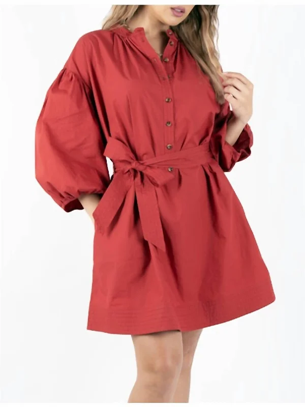 Your Favorite Items on Sale Now!Lexi Mini Dress In Rust Poplin