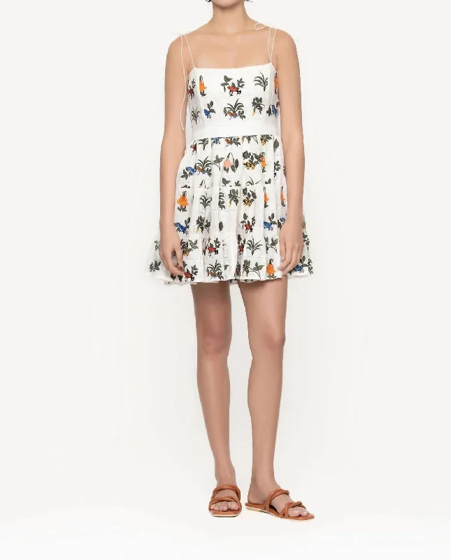 Everything Must Go!Lima Ranas Embroidered Linen Mini Dress In Cream Multi