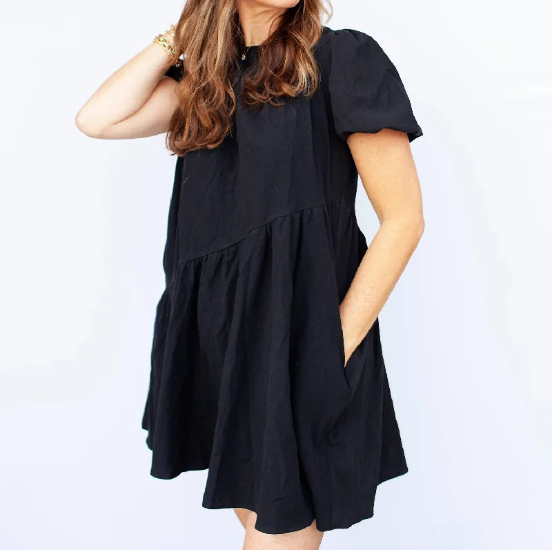 Hottest Discounts of the Year!London Asymetrical Tiered Mini Dress In Black