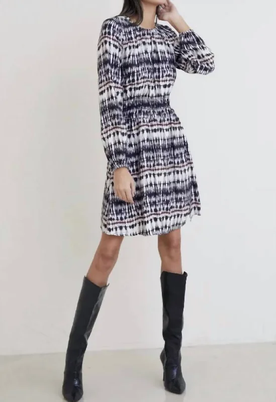 Score Huge Discounts Today!Long Sleeve Smocked Mini Dress In Rustic Stripe