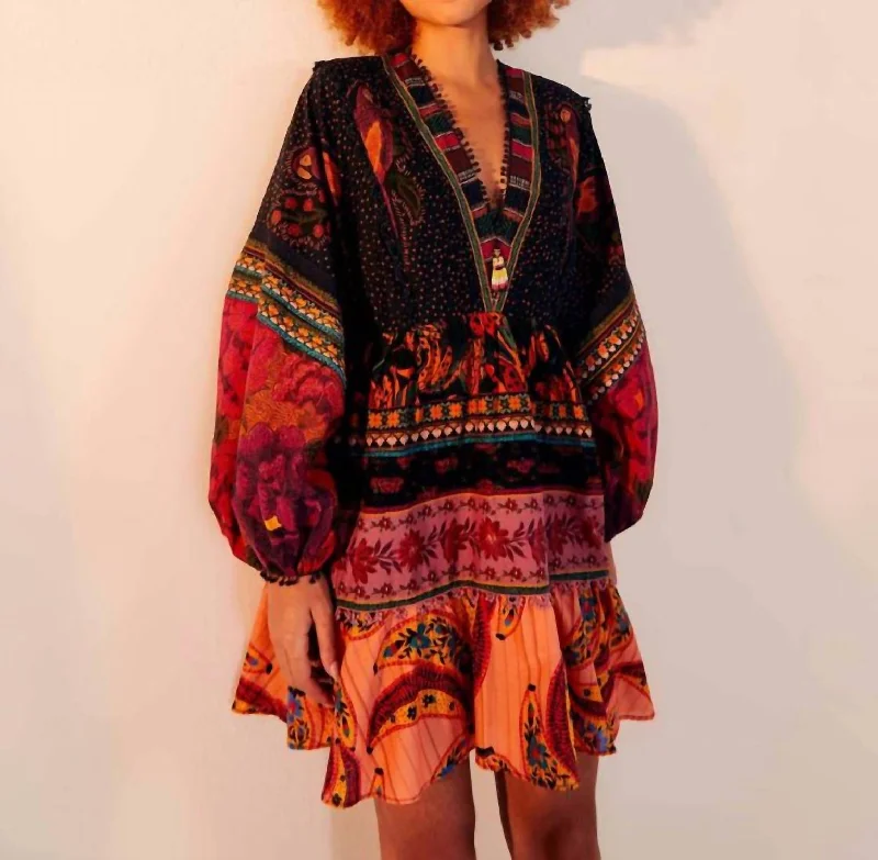 Get It Before It’s Gone!Mixed Patchwork Mini Dress In Multi