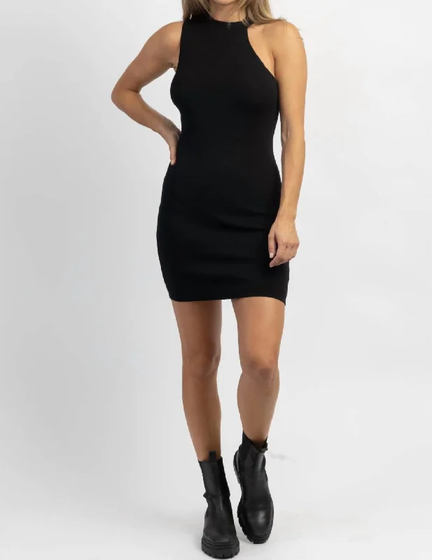 Shop More, Spend Less!Mock Neck Knit Mini Dress In Onyx