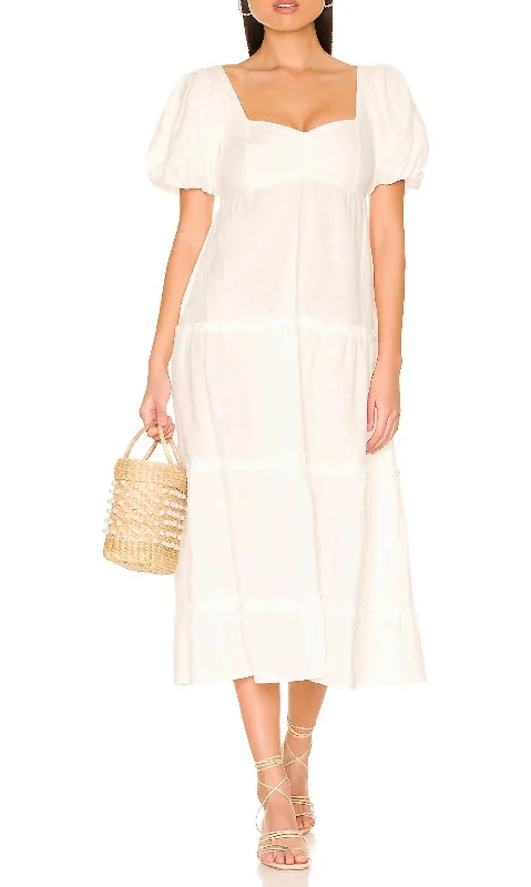 Huge Savings – Act Now!Odette Midi Dress In White